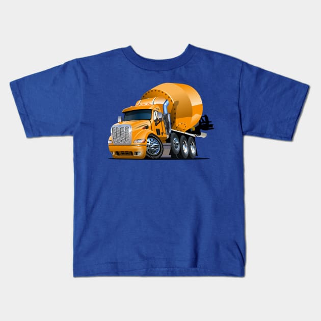 Cartoon Mixer Truck Kids T-Shirt by Mechanik